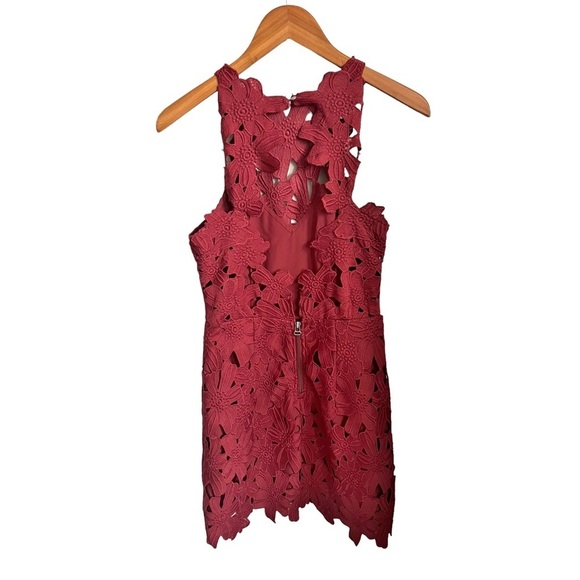 SAYLOR X Free People Jessa Red Lace Open Back Bohemian Mini Dress Size Large - Picture 7 of 8